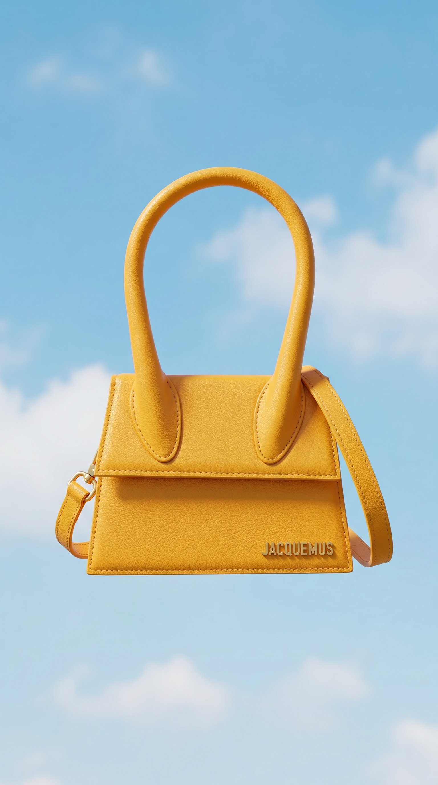 Orange Jacquemus bag resting on a pile of fresh lemons