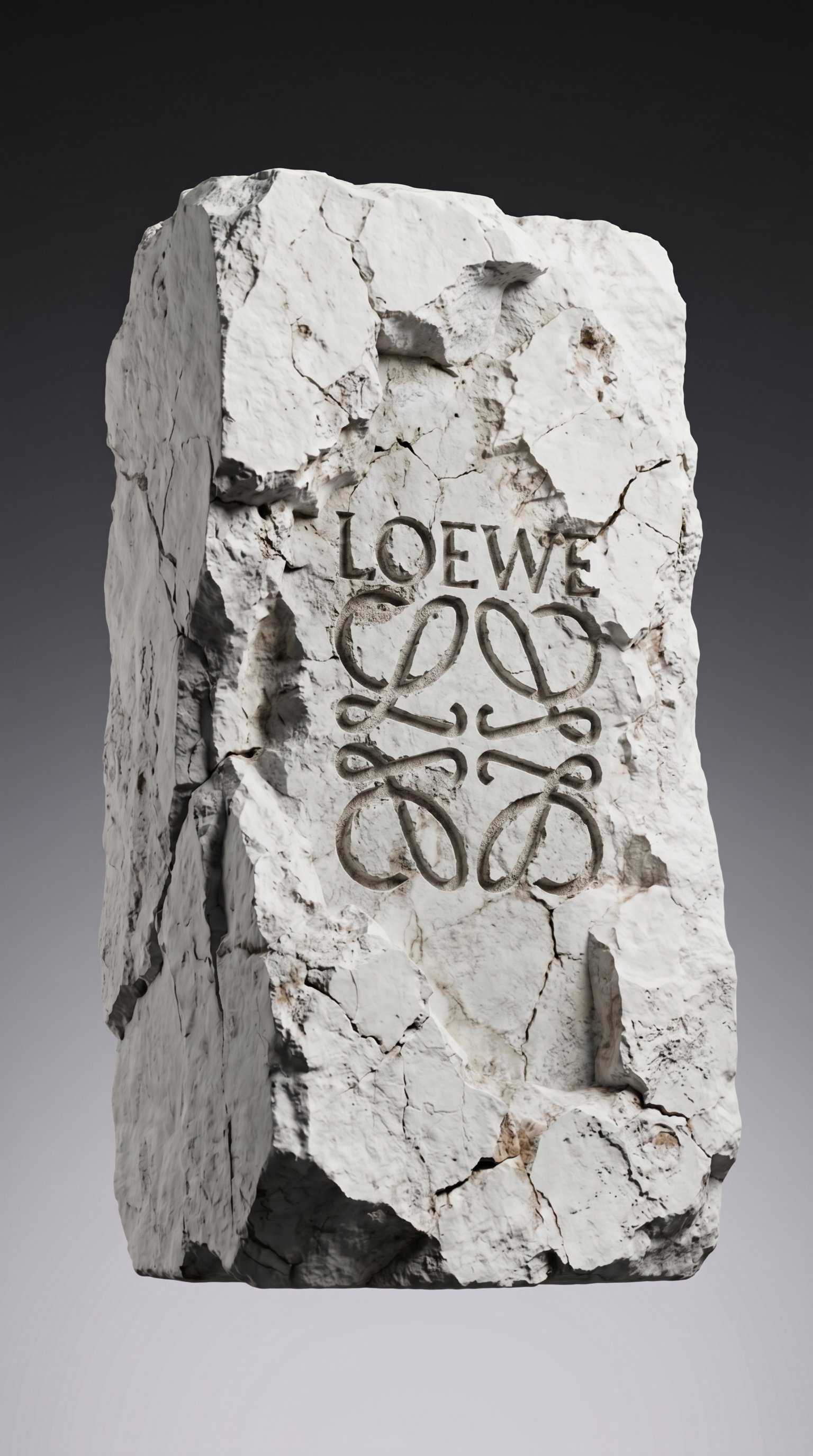 Loewe anagram logo wrapped in thorned vines on black background